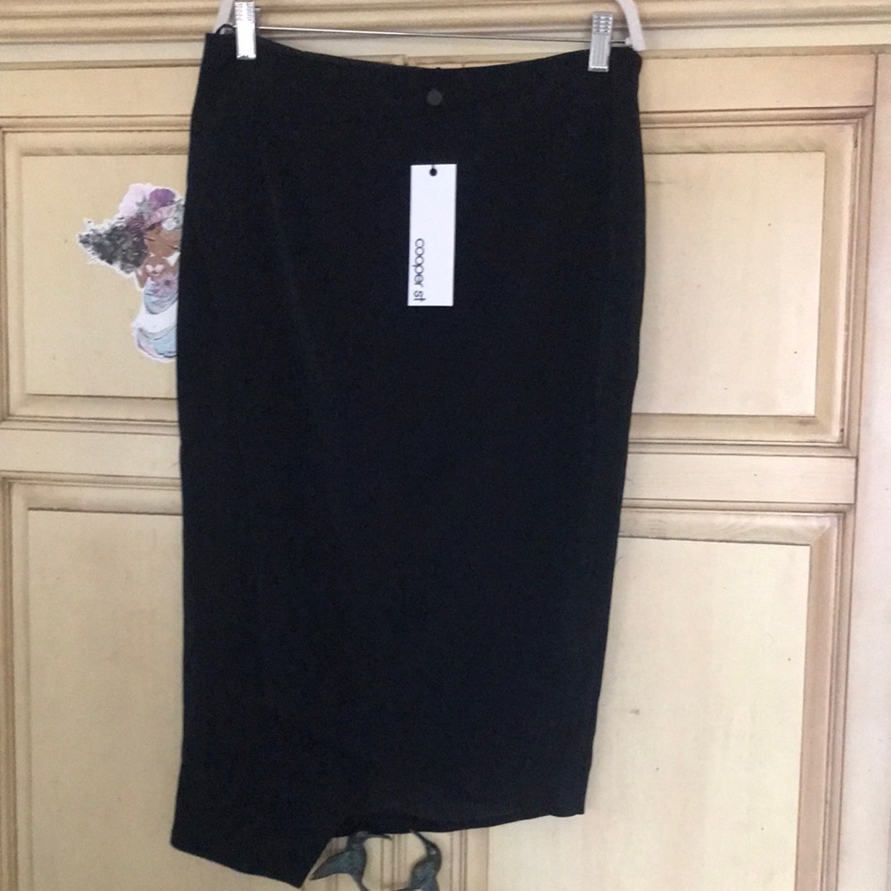 Cooper St. Black pencil skirt, asymmetrical hem size 8